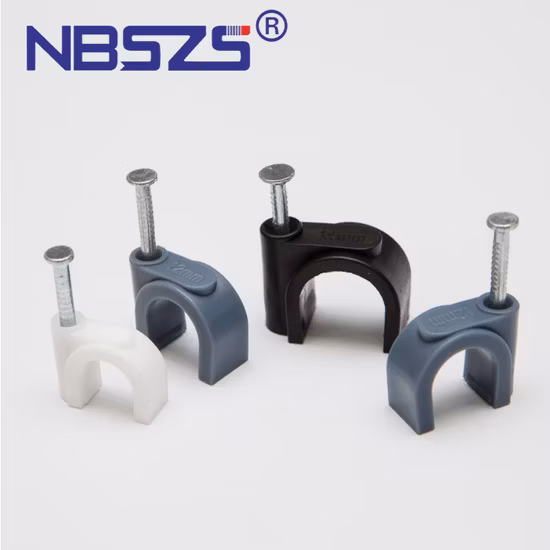 電気配線アクセサリー フラットネイルクリップ ラウンドプラスチック壁ケーブルワイヤークリップ ソーラーケーブルクリップ